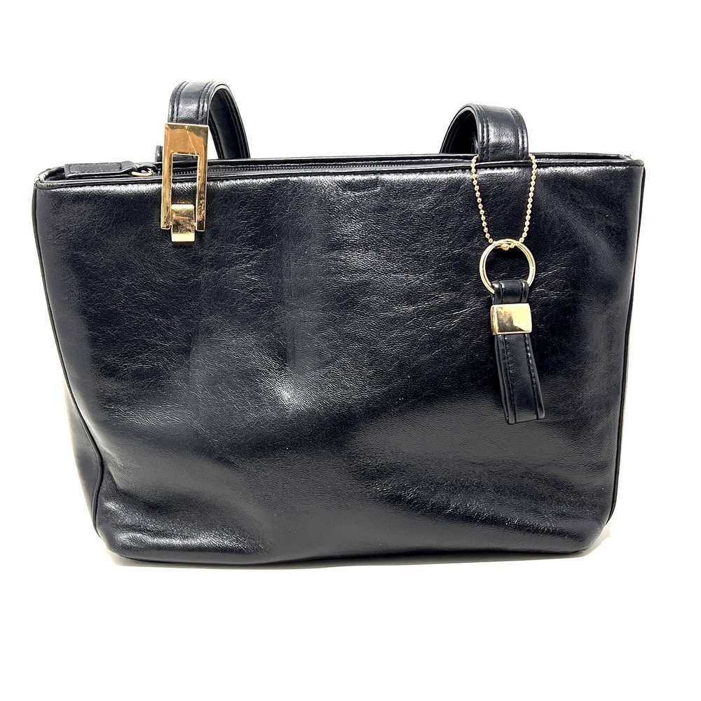 Jenny Buchanan Vintage‎ Leather Handbag Purse with Matching Keychain Black